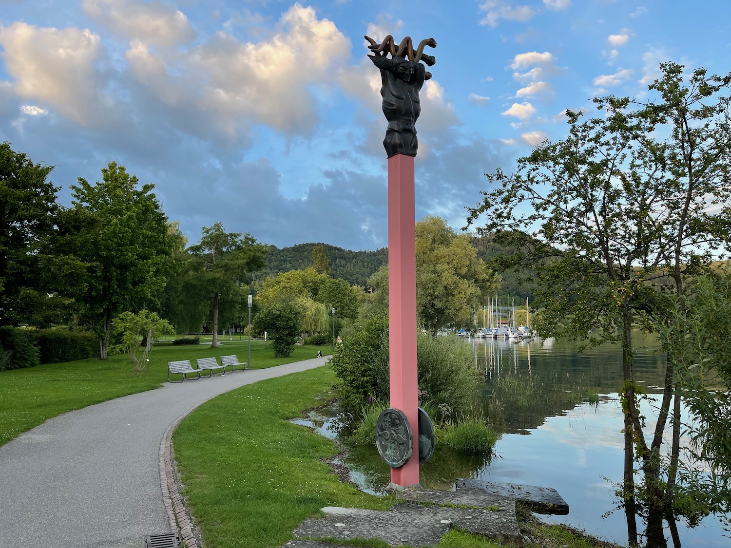 a statue on a pole