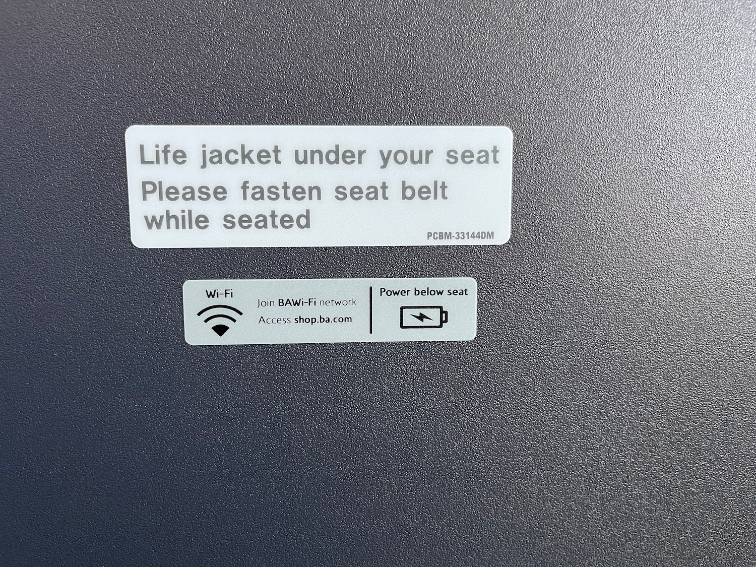 a sign on a seat