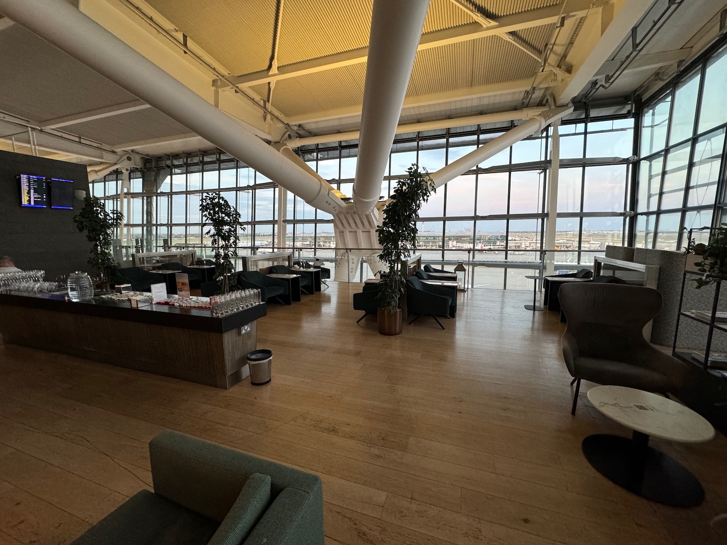 a large room with a large window