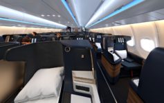 a plane with seats and a bed