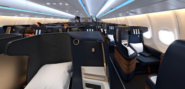 a plane with seats and a bed