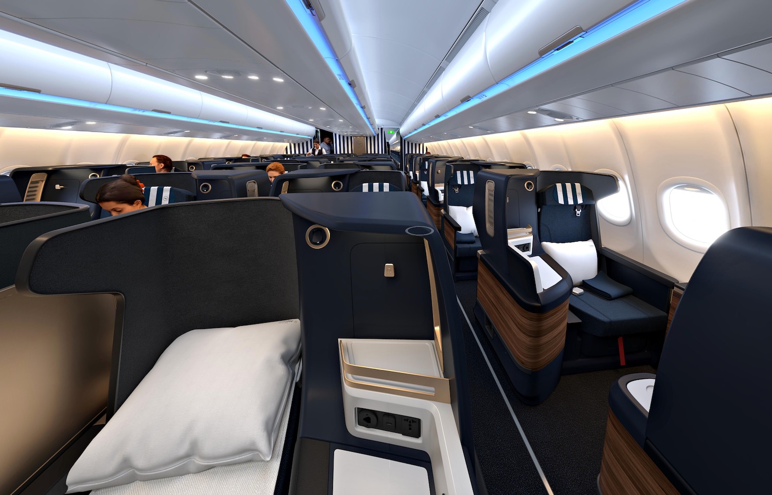 a plane with seats and a bed