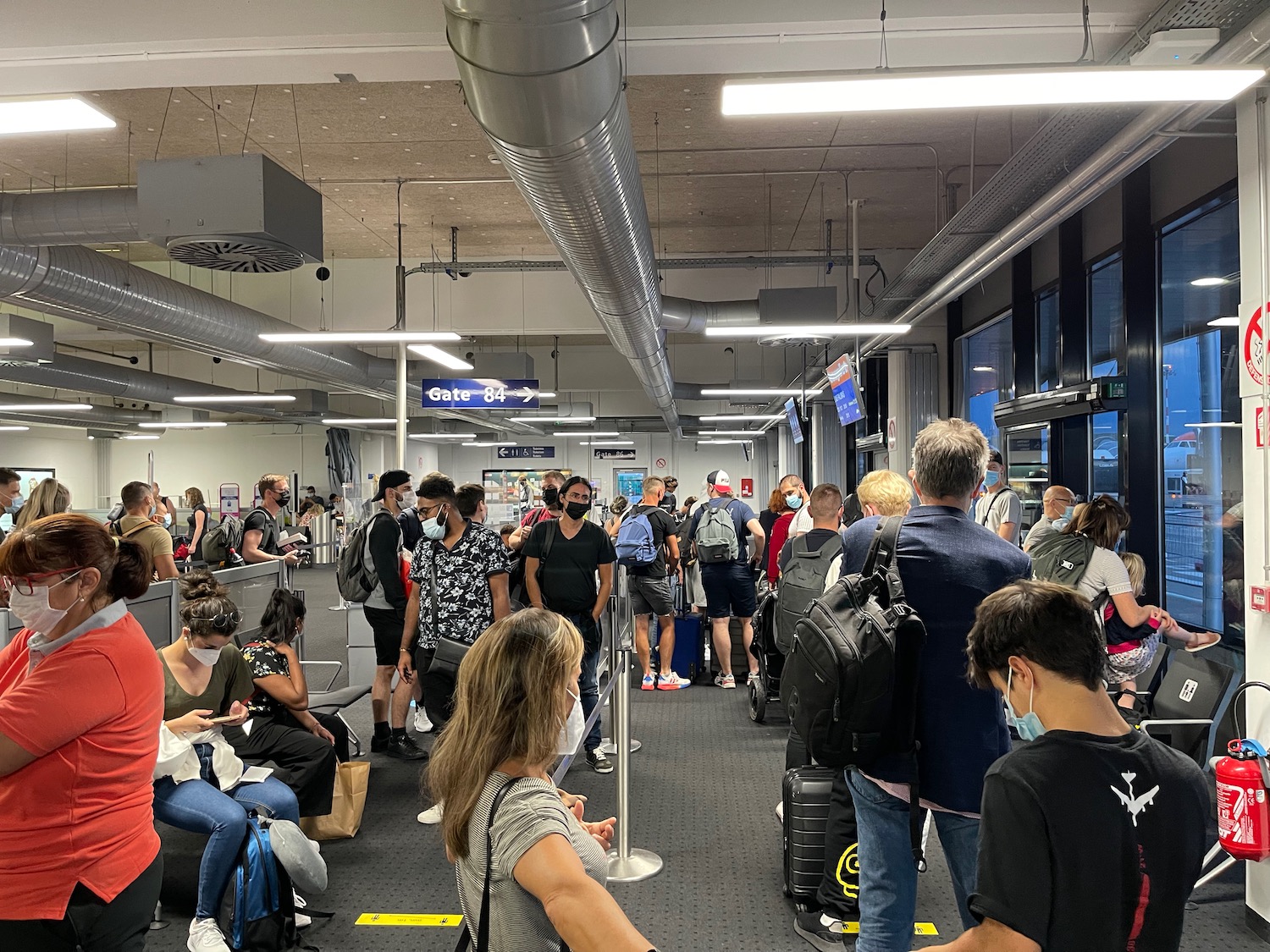 a group of people in a terminal