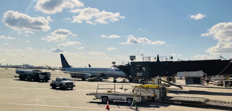 an airplane parked at an airport