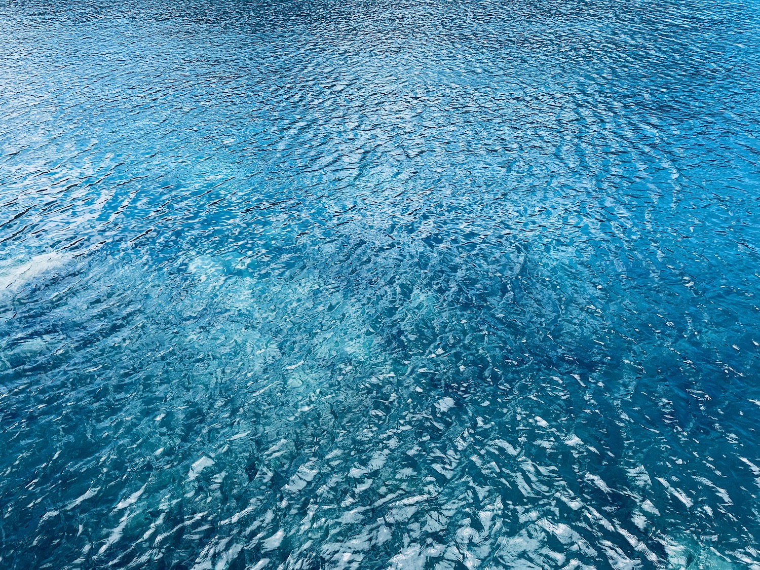 a blue water surface with ripples