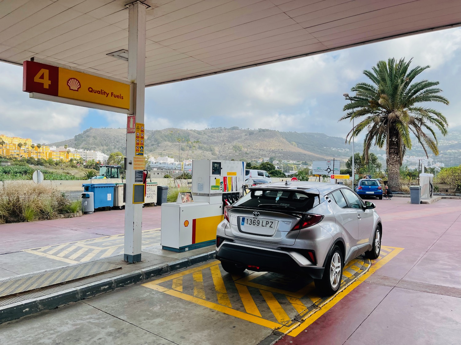 a car parked at a gas station