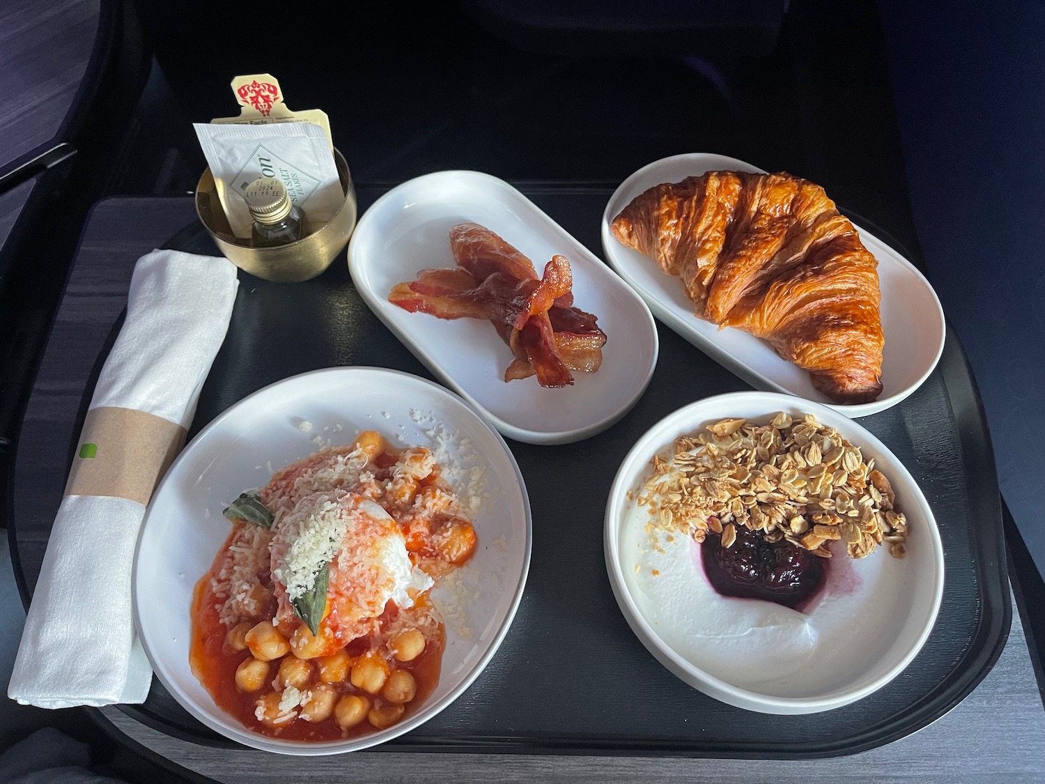 a tray with food on it