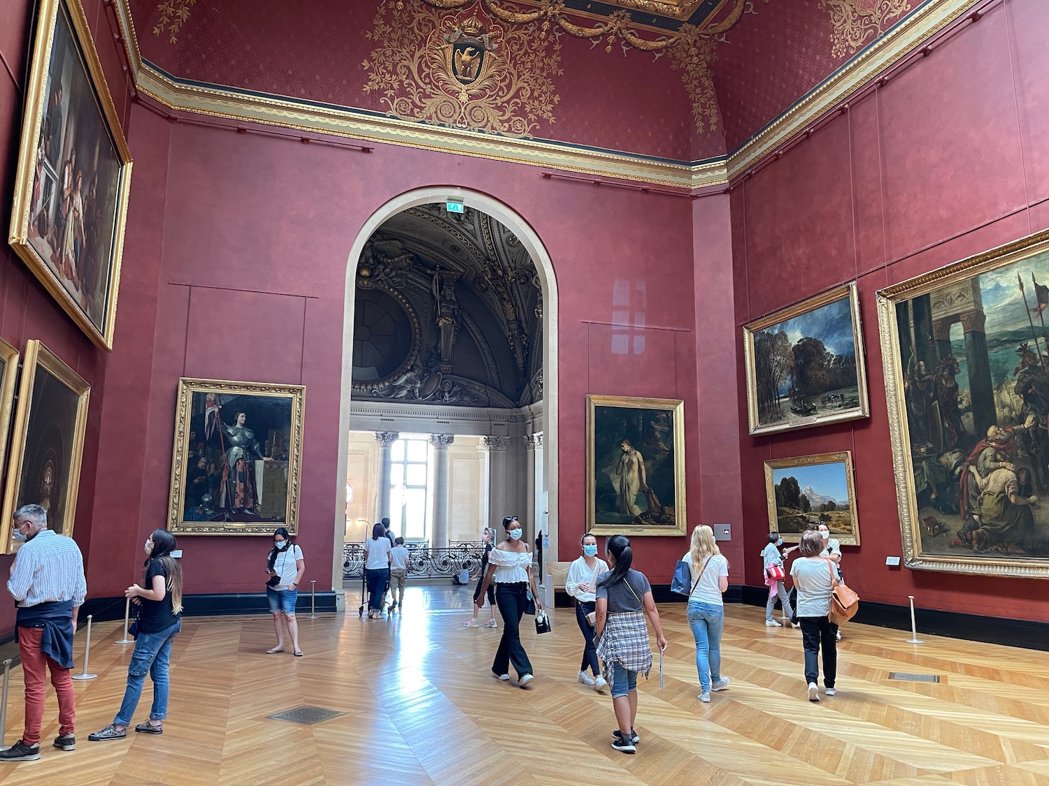 a group of people in a museum