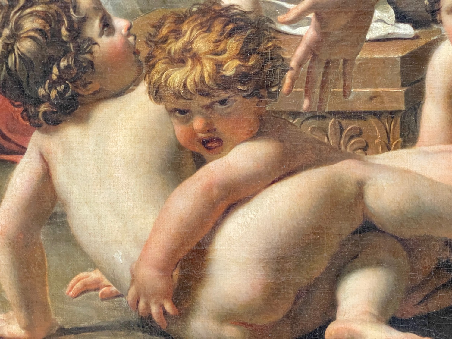 a painting of two naked children