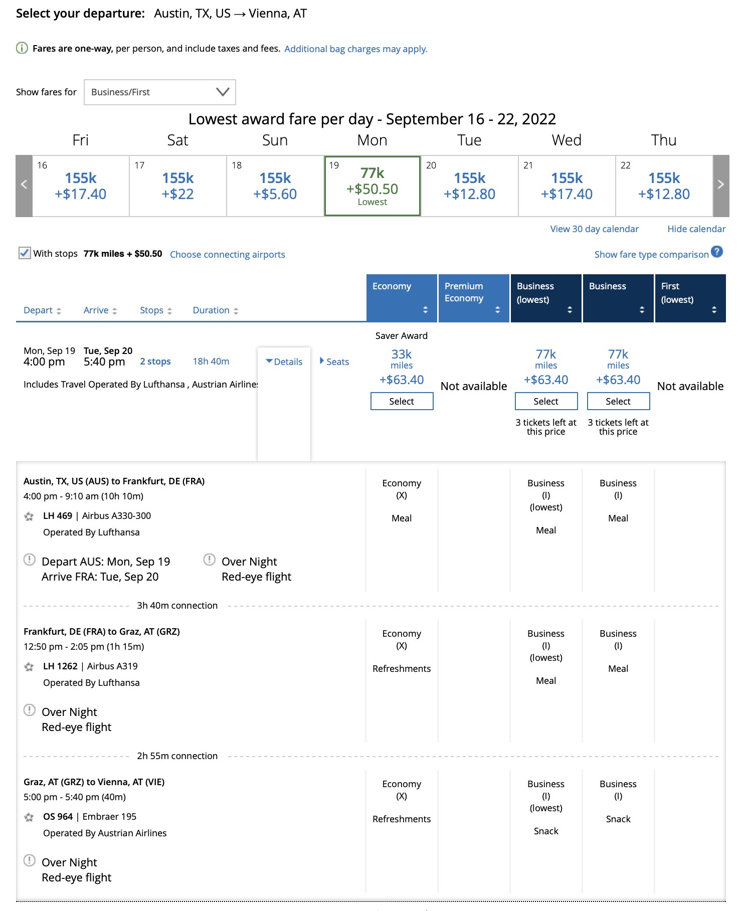 a screenshot of a flight schedule