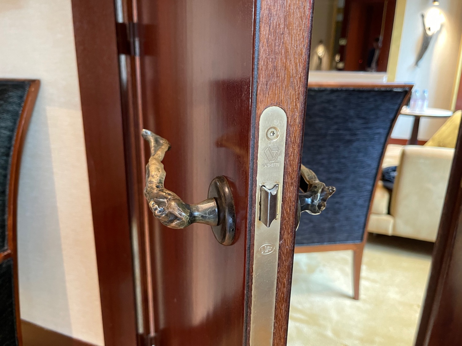 a door handle on a door