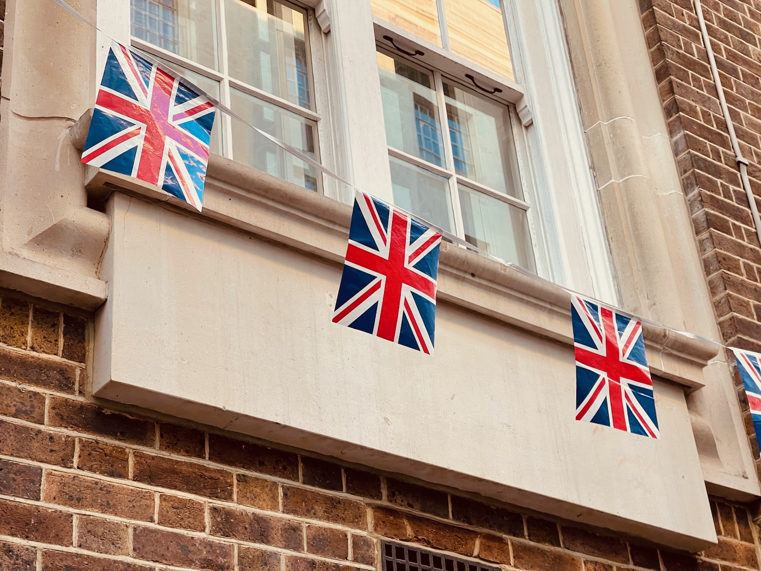 flags on a building