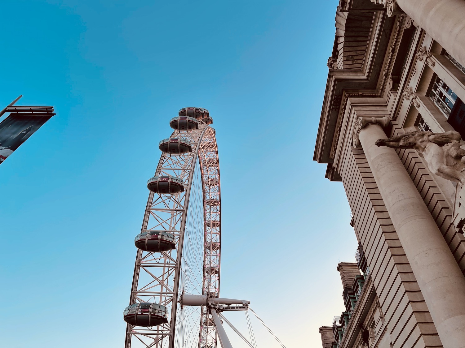 a ferris wheel with a blue sky