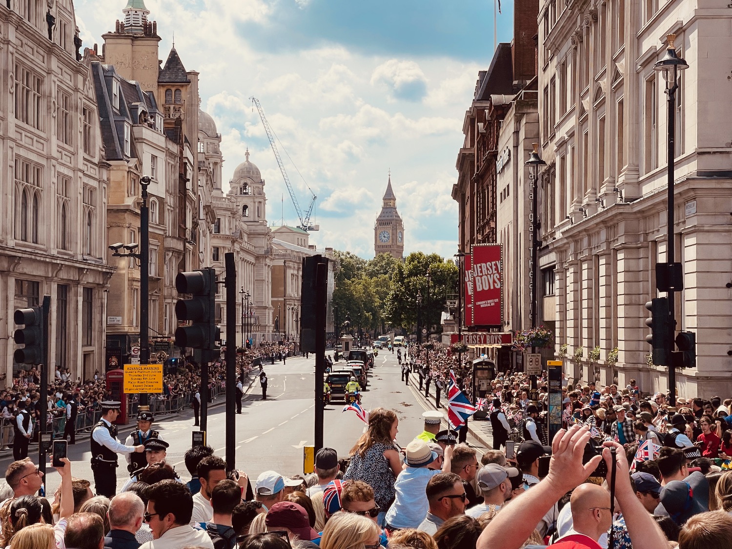 a crowd of people on a street