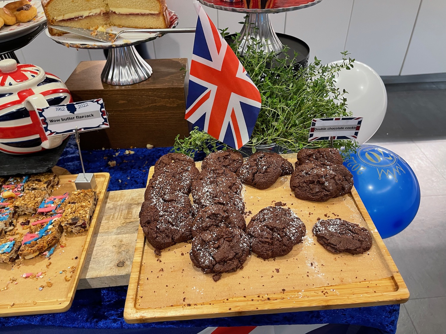 a tray of cookies on a table