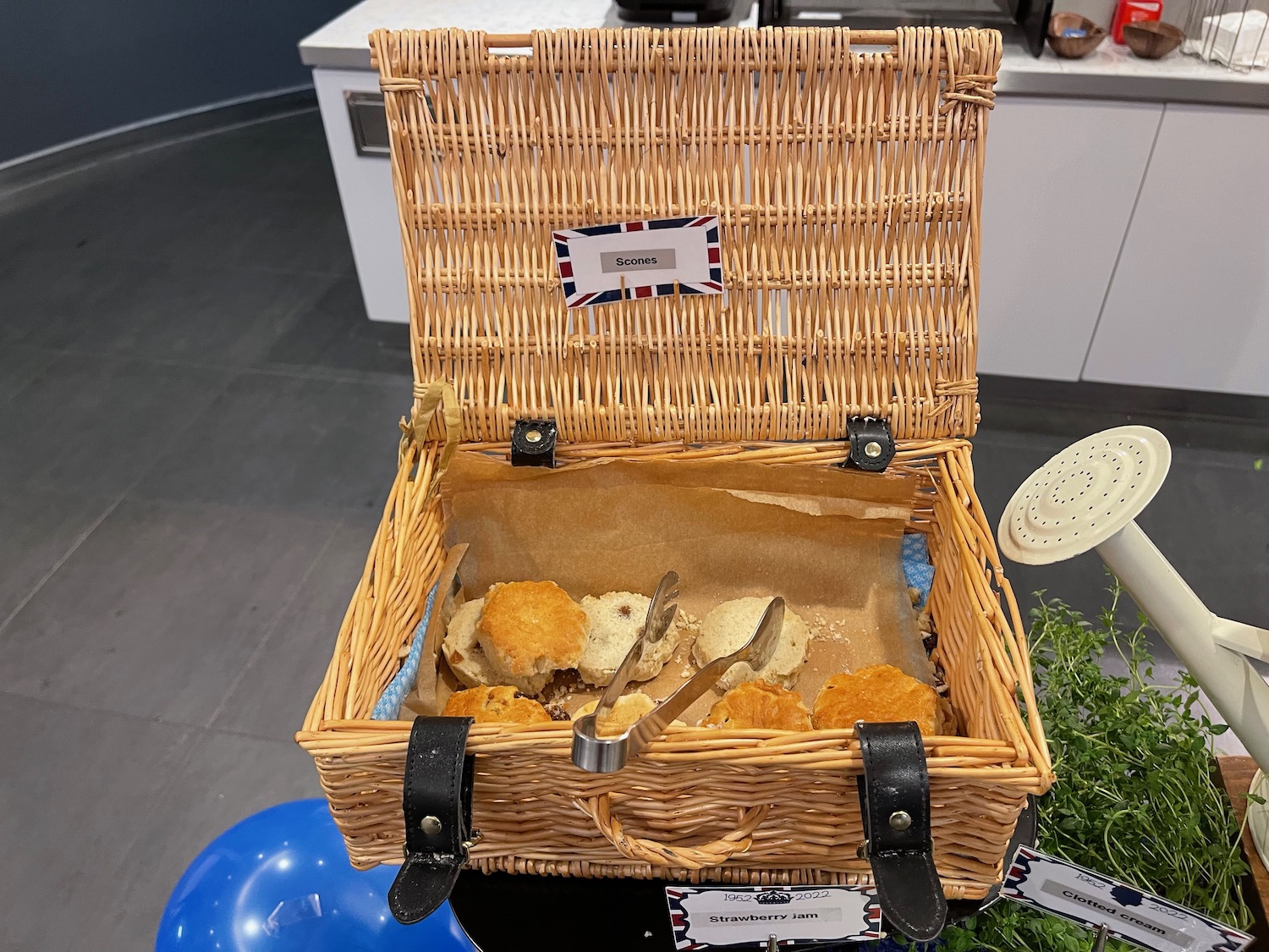 a basket with food inside