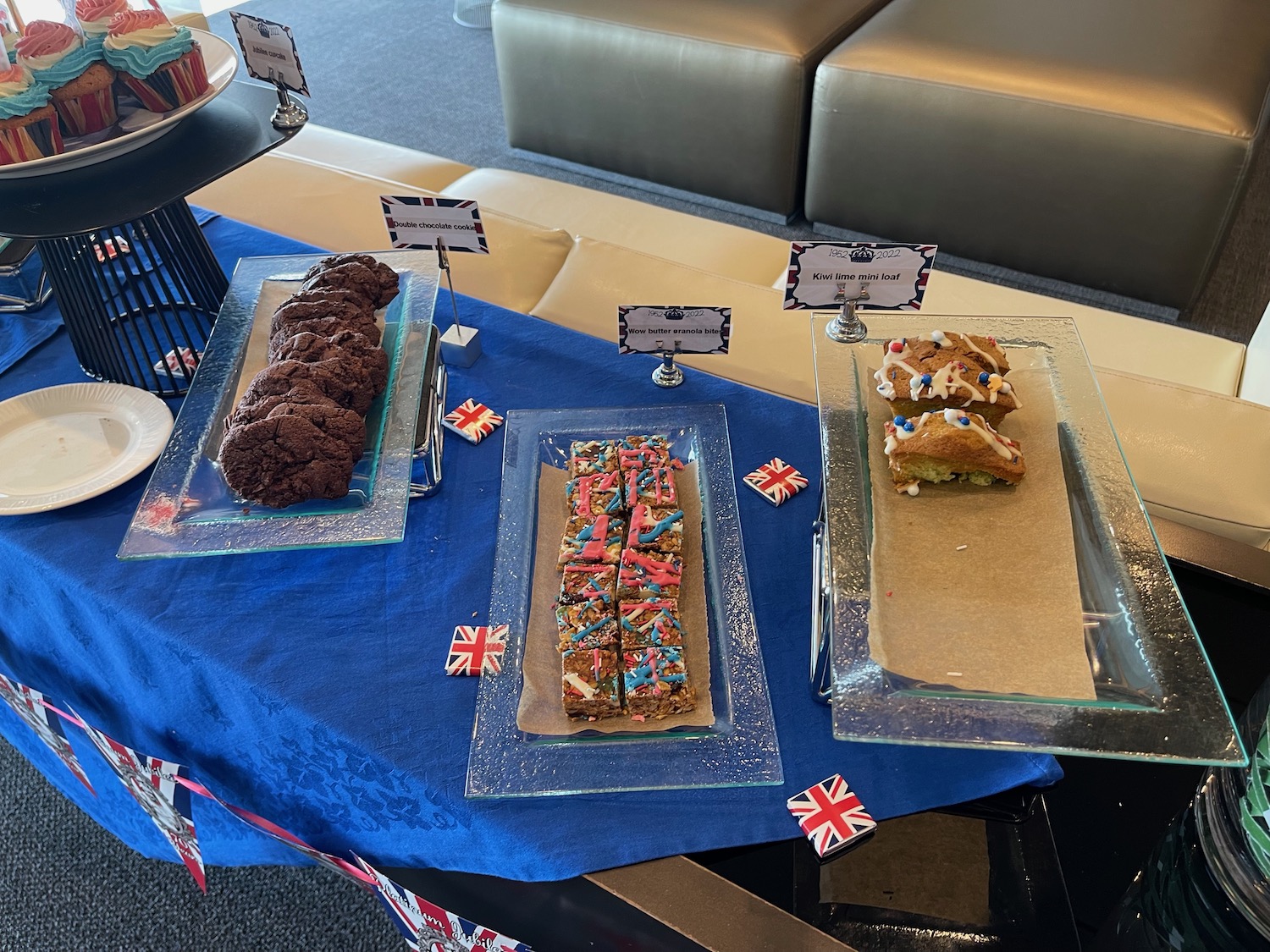 a table with different kinds of desserts