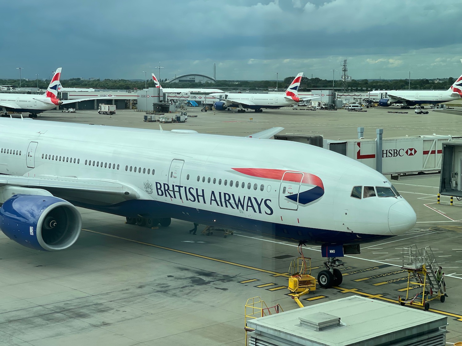 a large white airplane at an airport