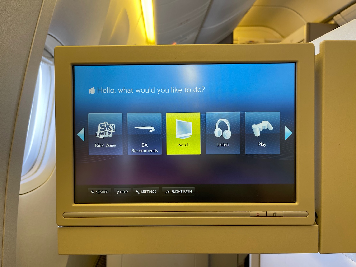 a screen on a plane