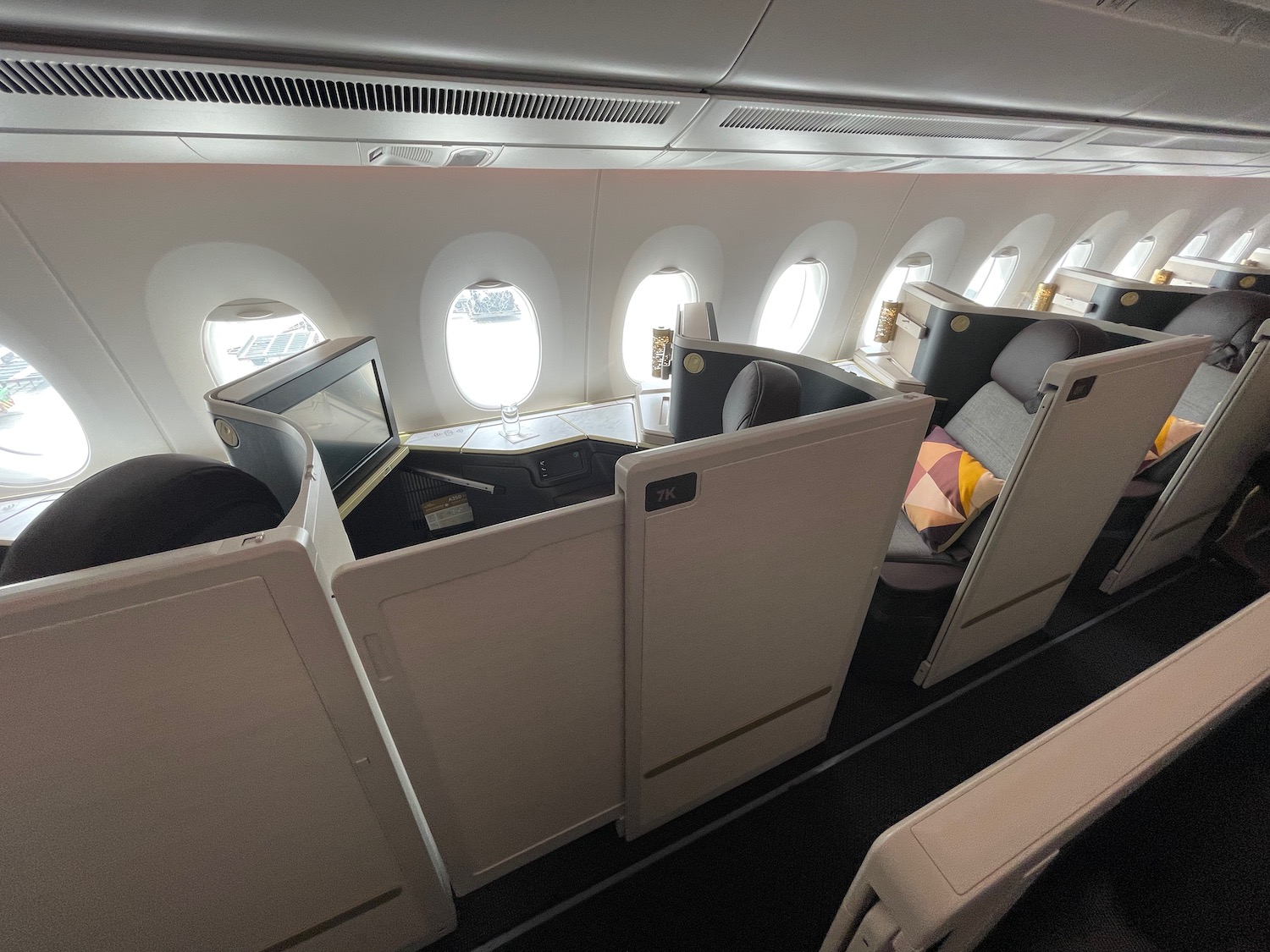 a row of seats on a plane