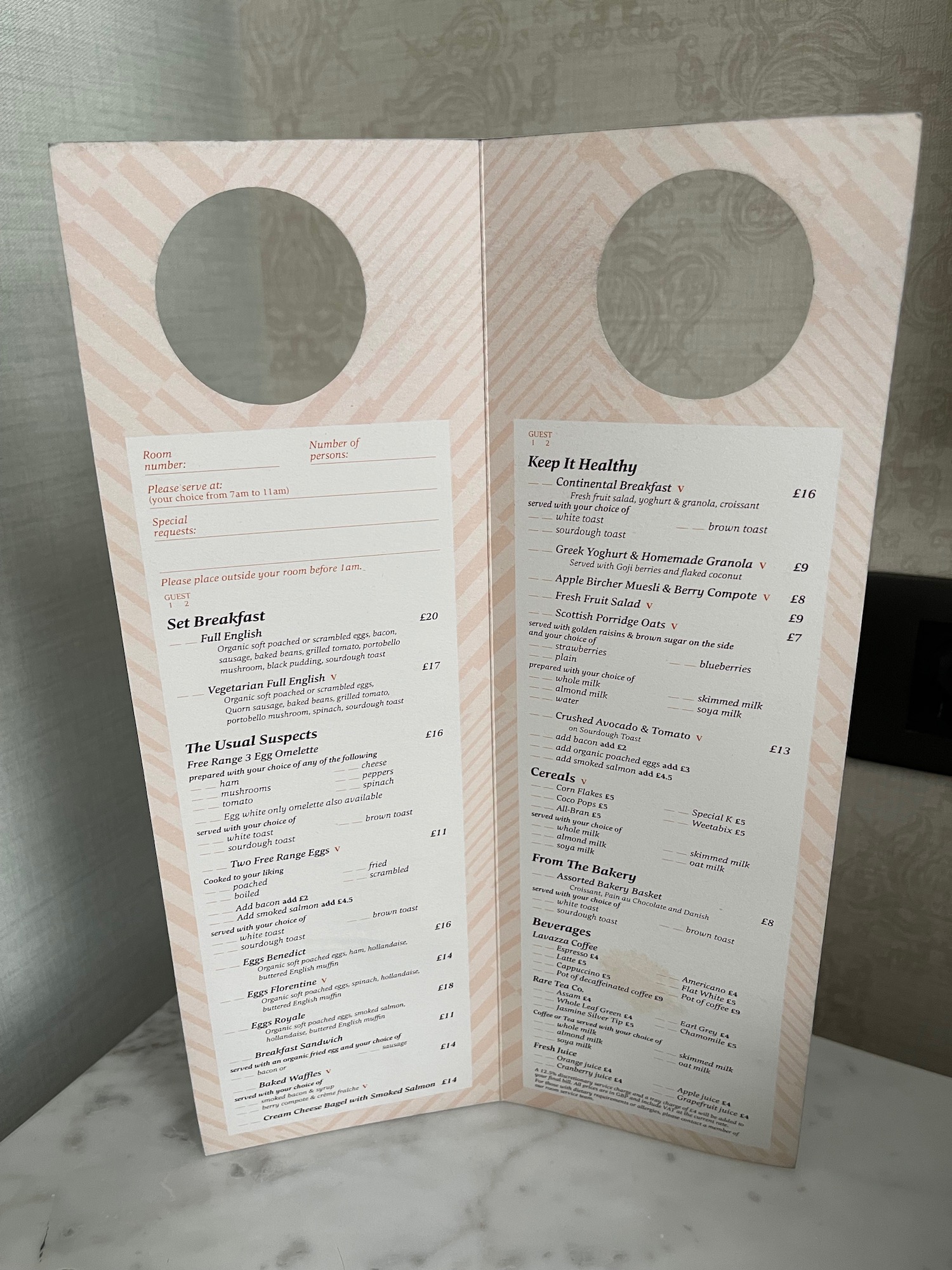 a menu with circles on it