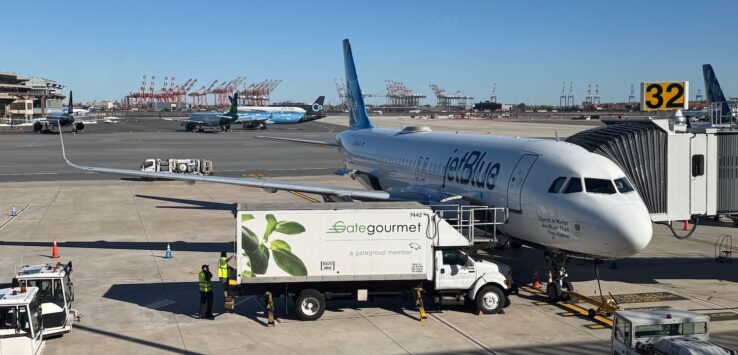 a plane parked at an airport