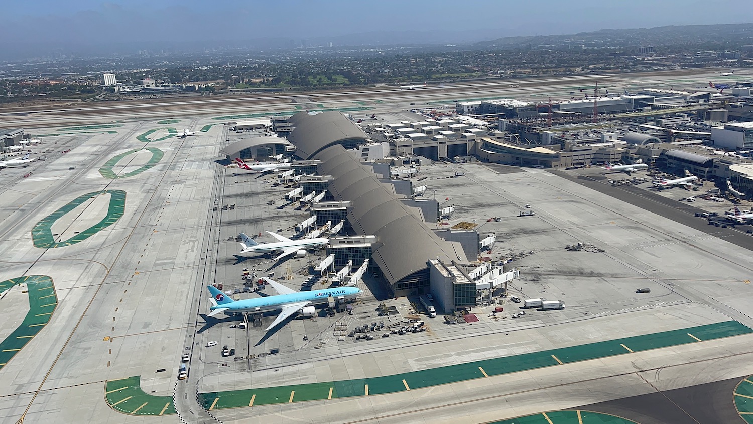 an aerial view of an airport