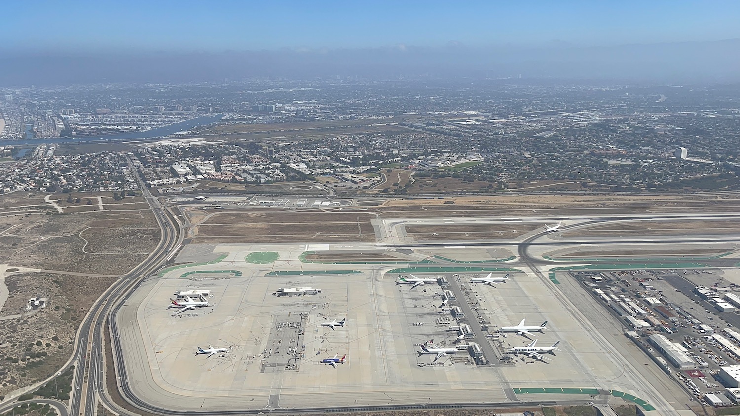 an aerial view of an airport