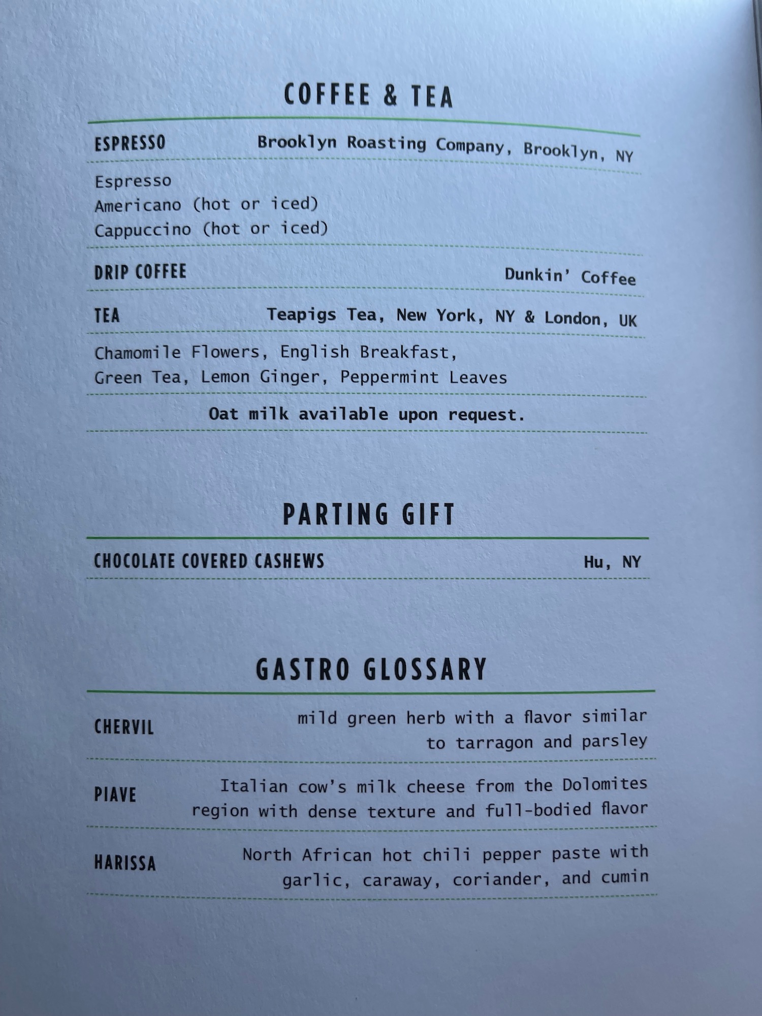 a menu of a coffee shop