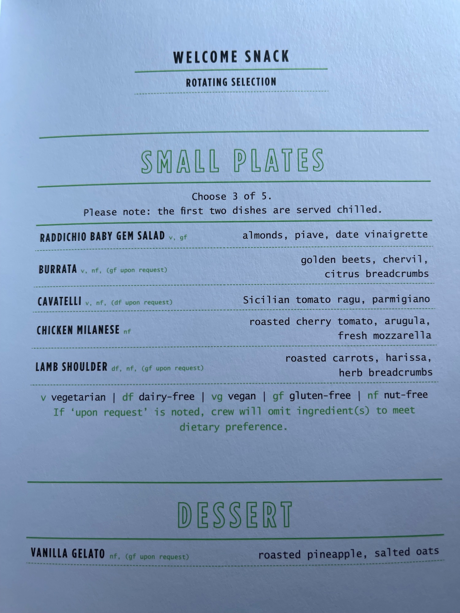 a menu of a restaurant