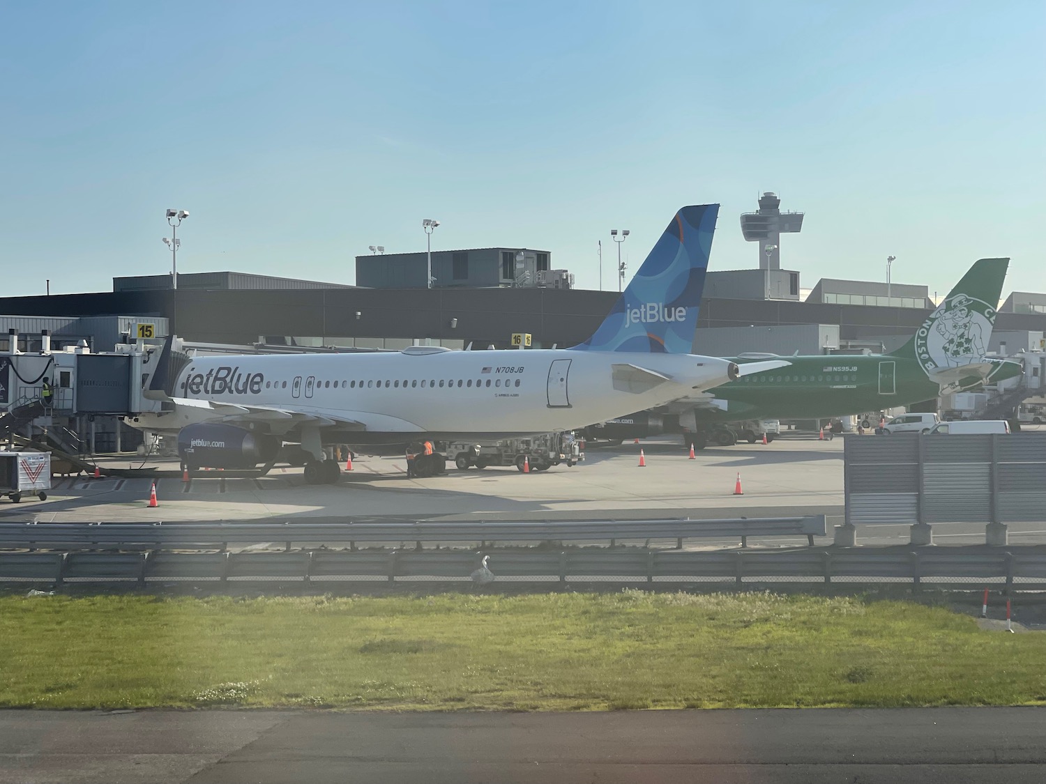 a plane parked at an airport