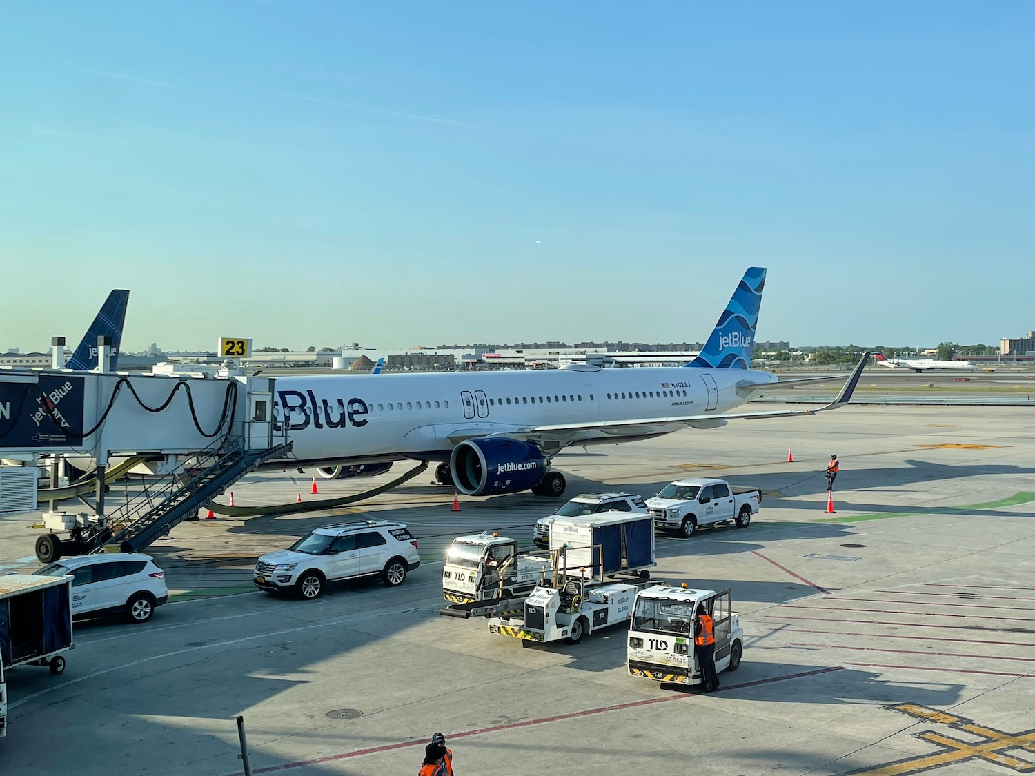 a plane parked on a tarmac