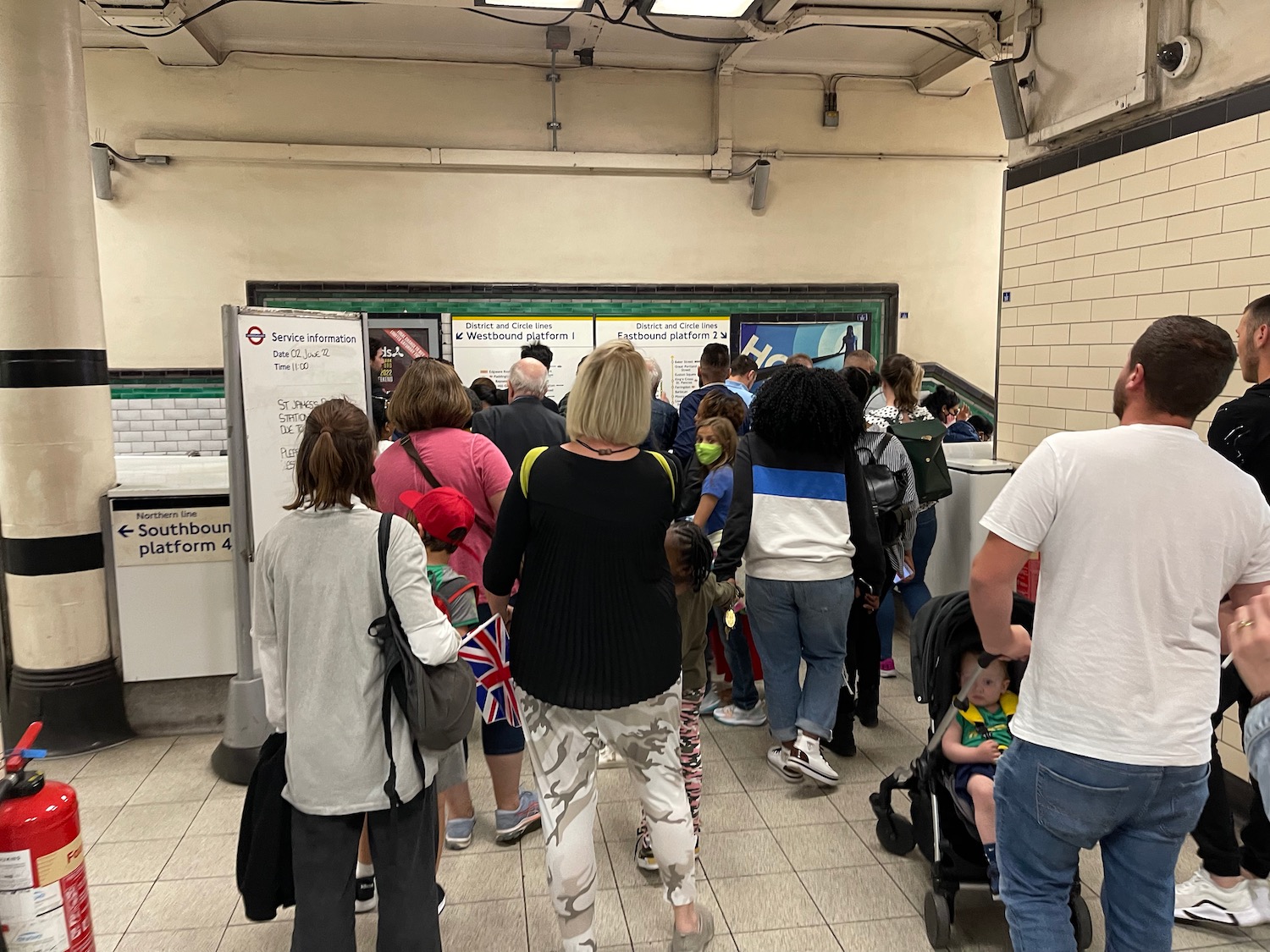 a group of people standing in a room