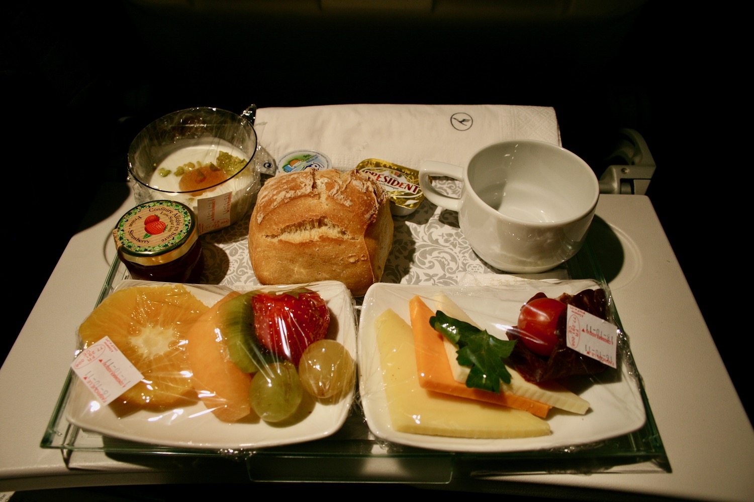 food on a tray on a table