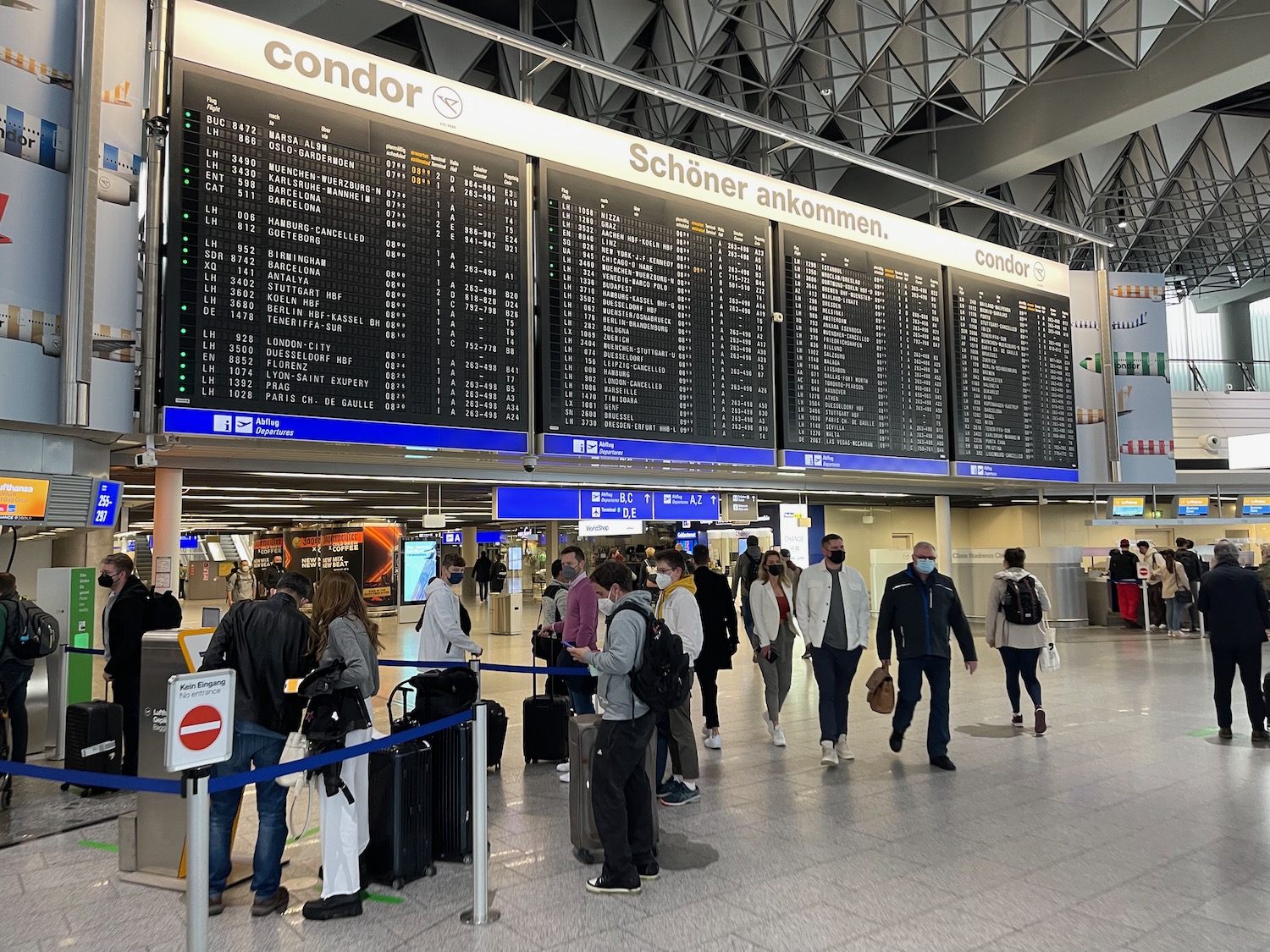 a group of people in a terminal