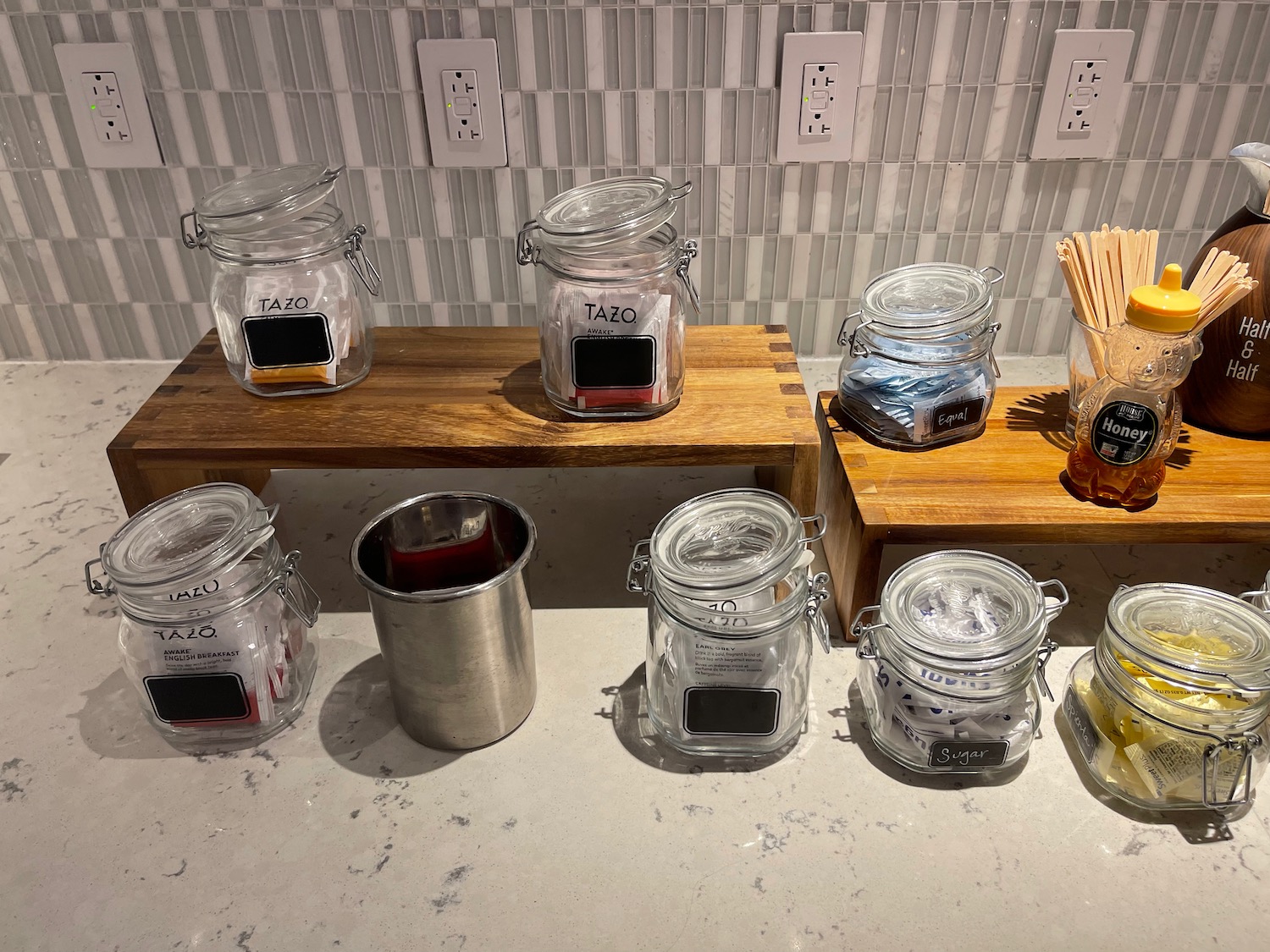 a group of glass jars on a counter