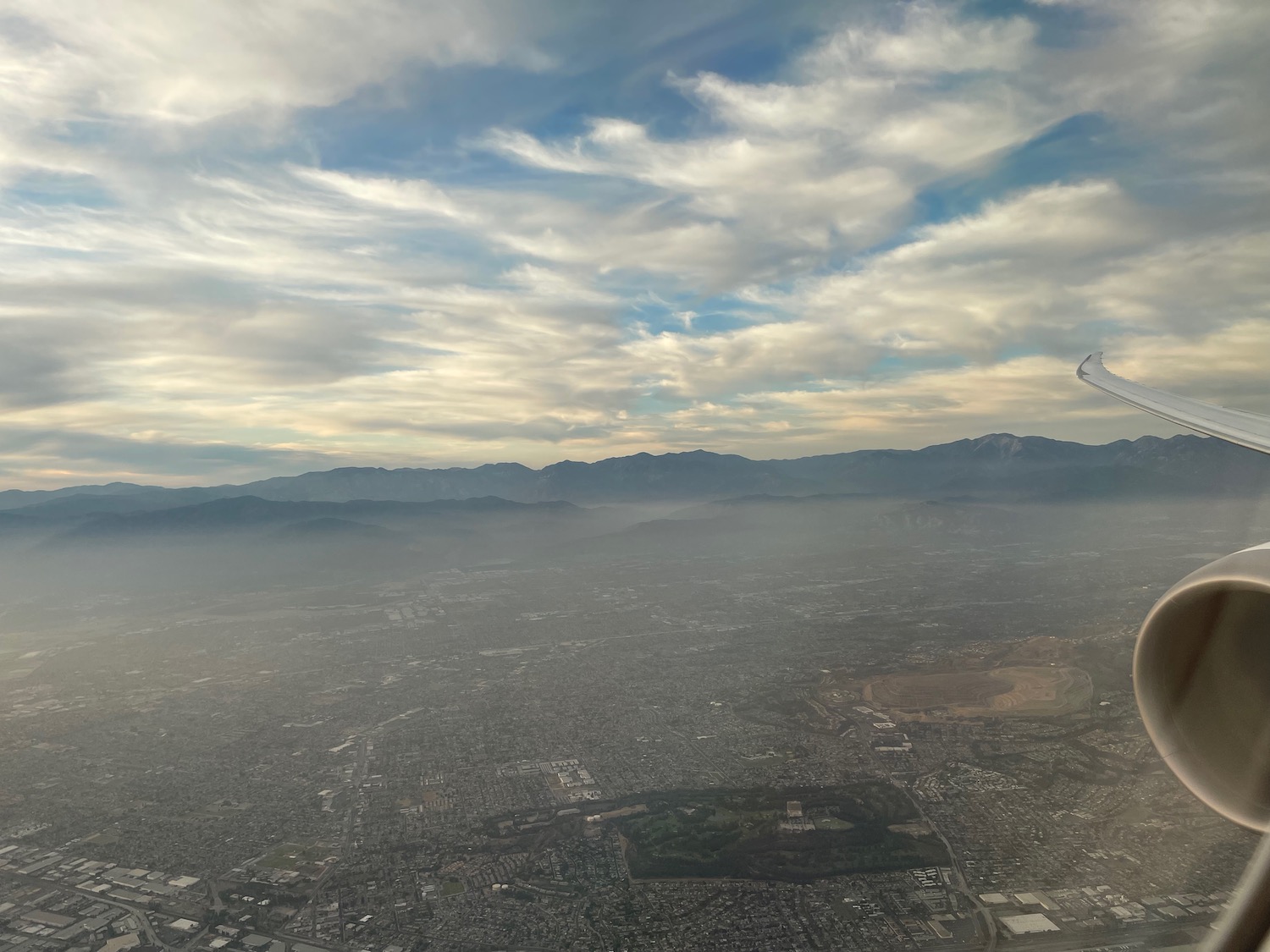 a view of a city from an airplane