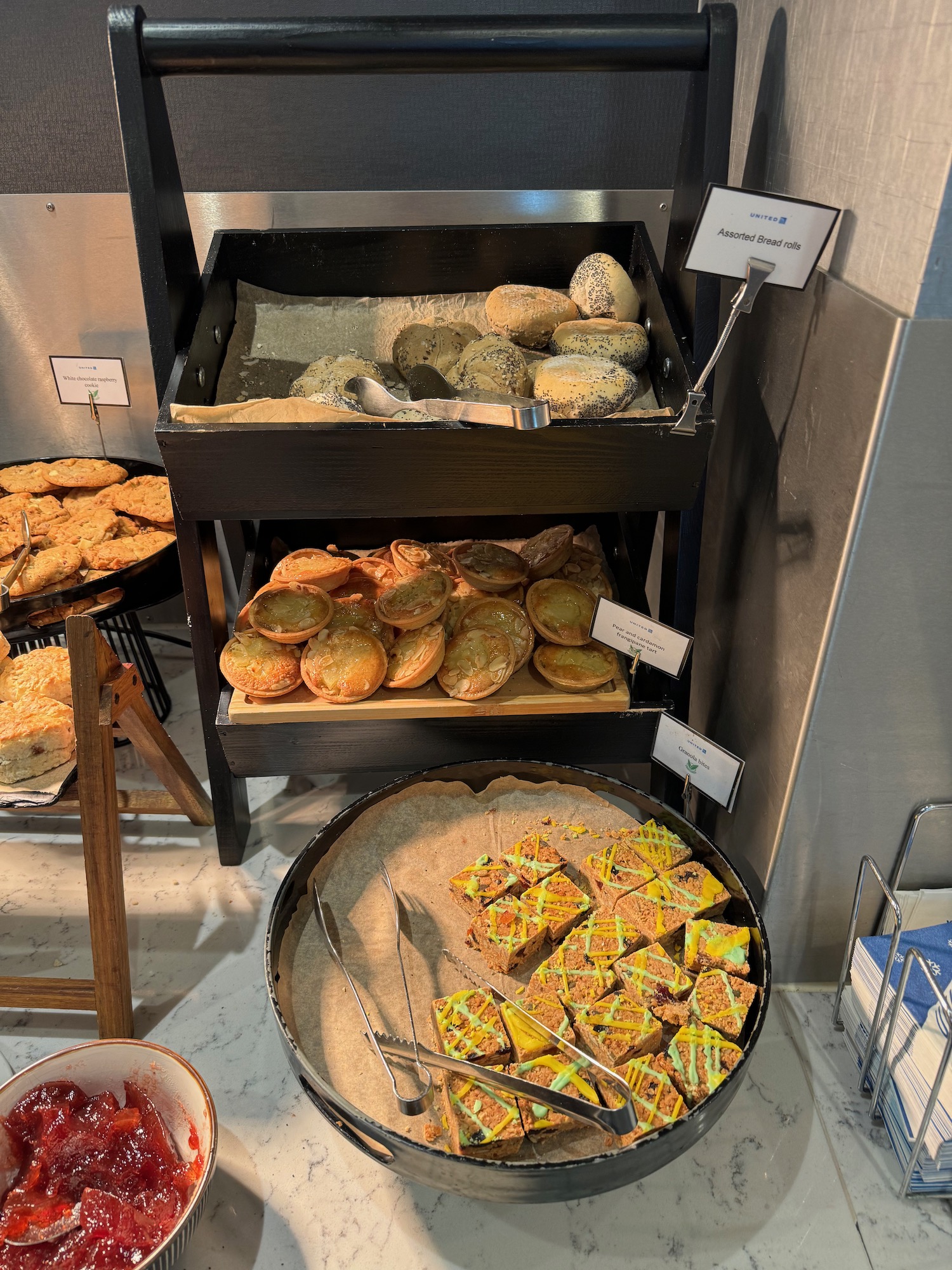 a display of bread and pastries