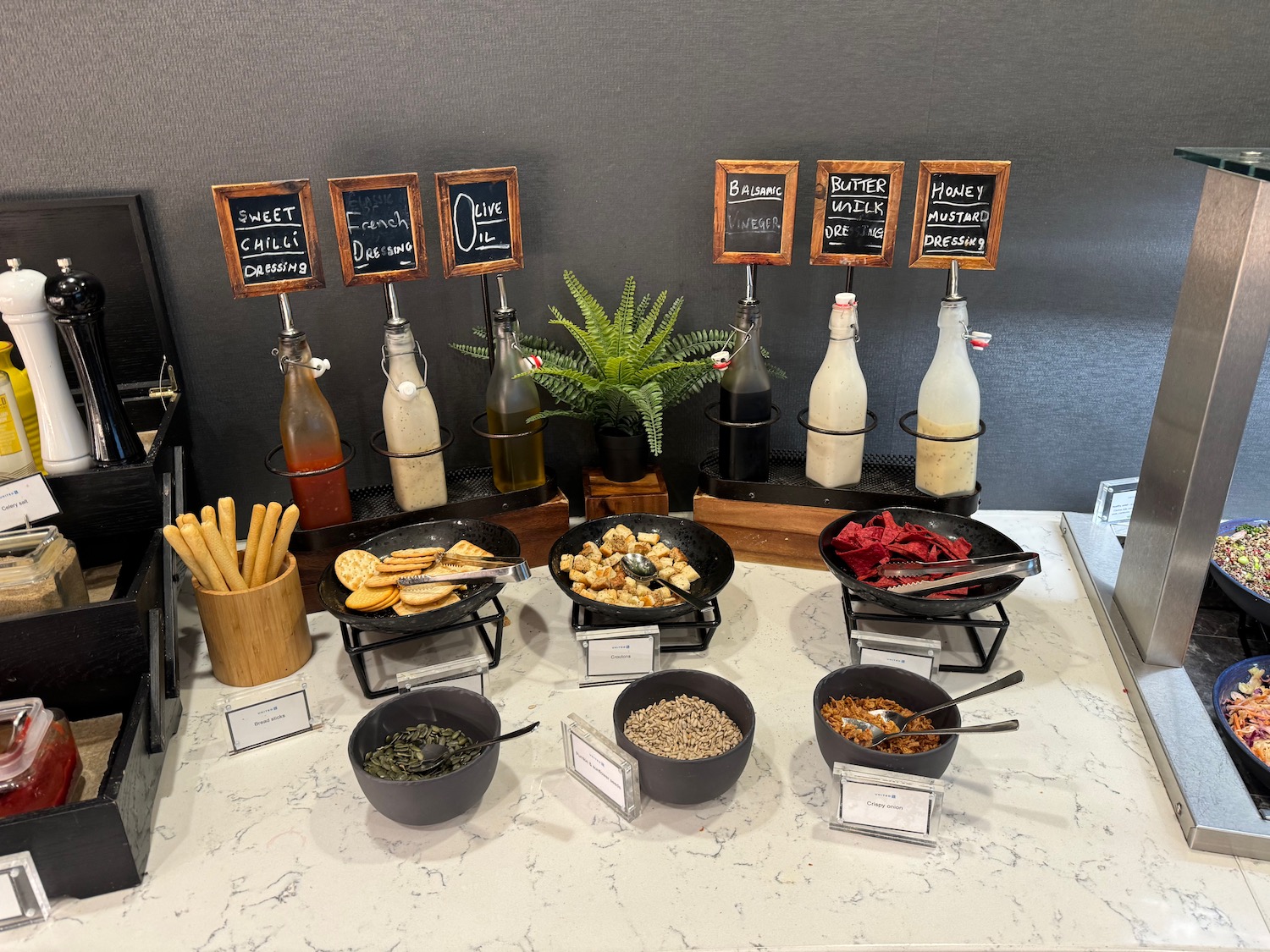 a table with food and bottles on it