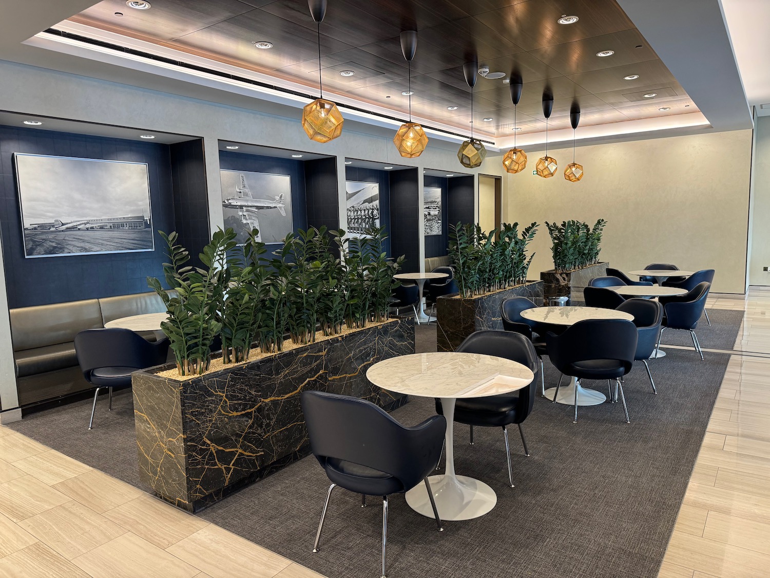 a room with tables and chairs