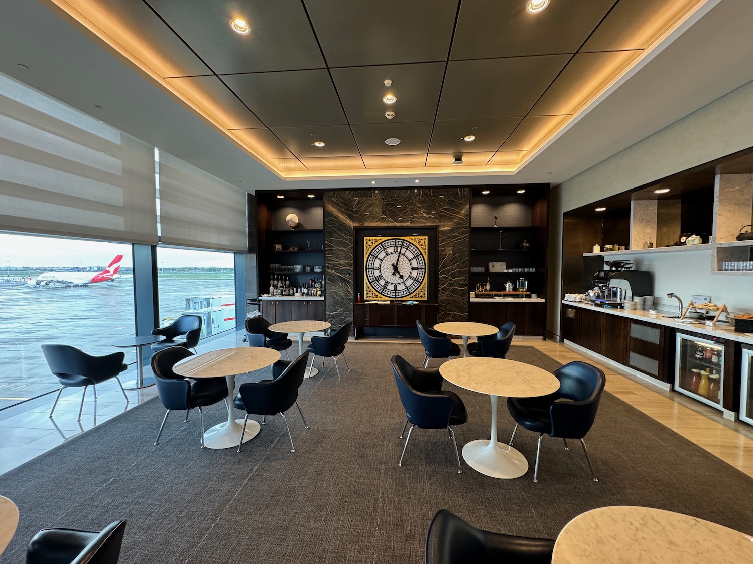 a room with tables and chairs