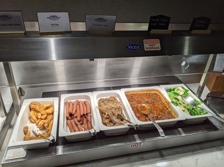 food in containers on a counter