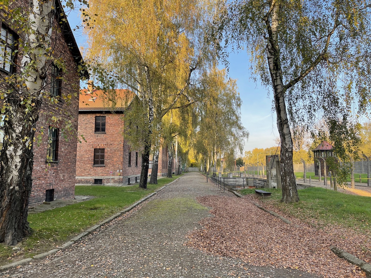 a brick buildings along a path