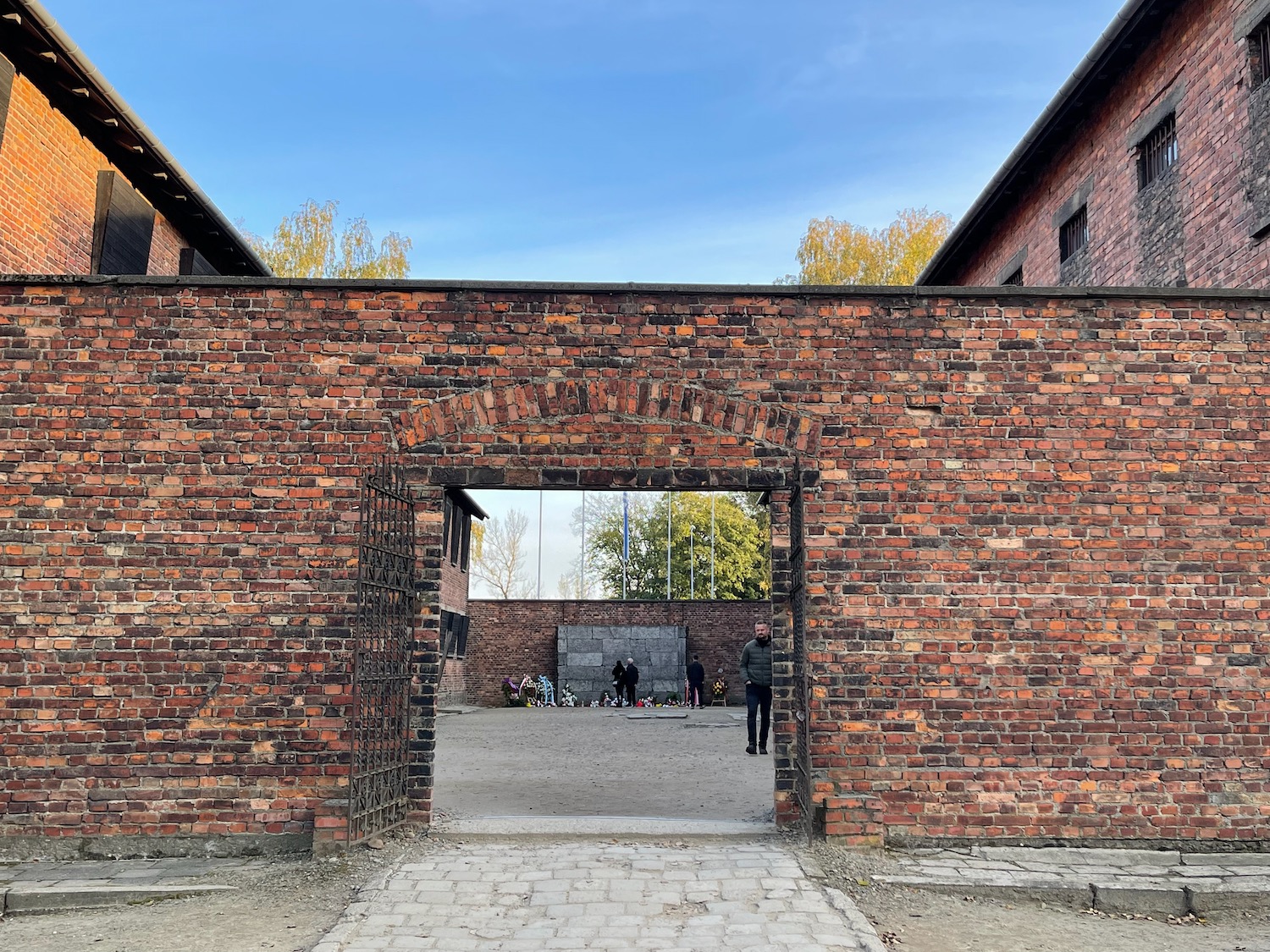 a brick wall with a doorway