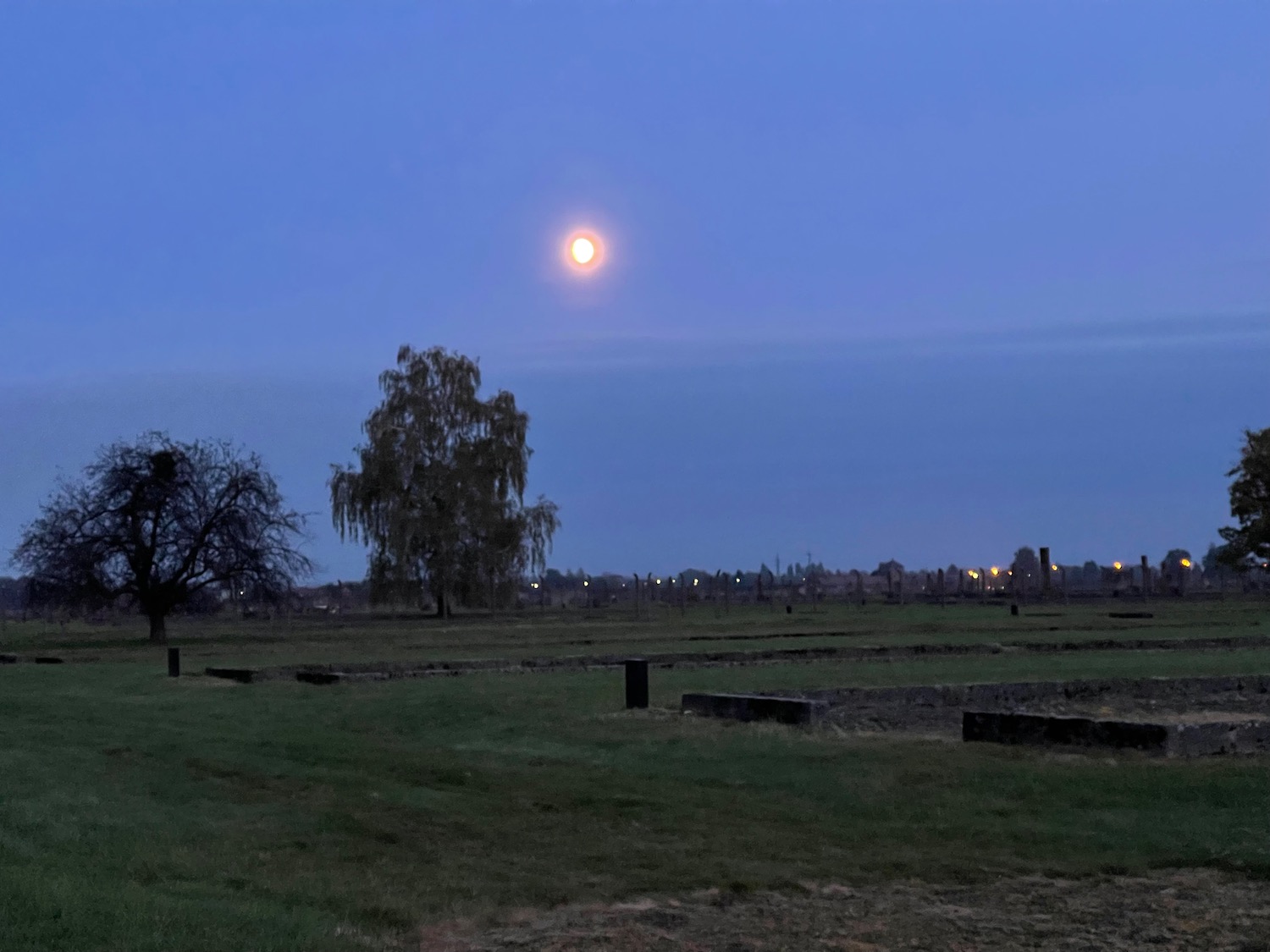 a moon over a field