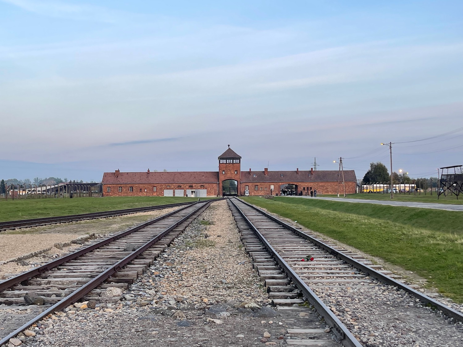 train tracks leading to Auschwitz concentration camp