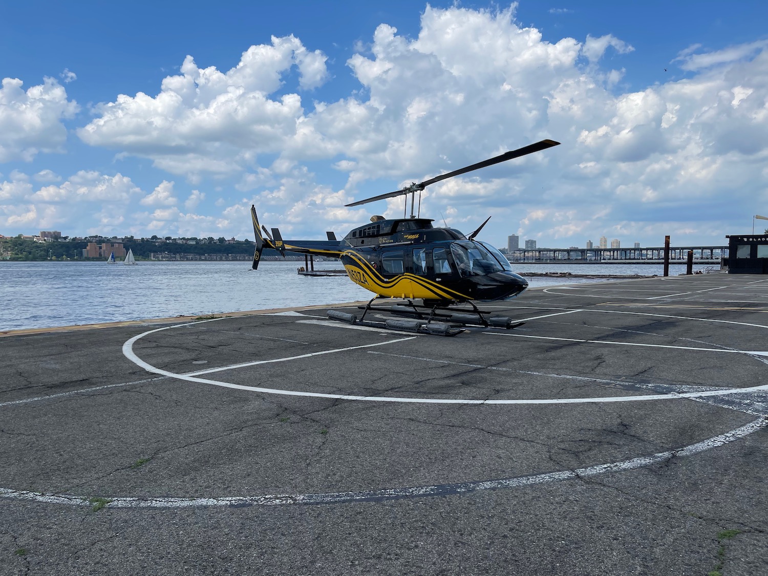 a helicopter on a landing pad