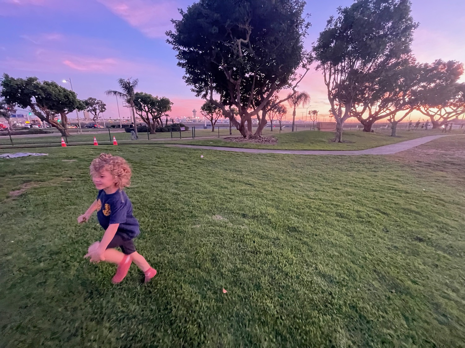 a child running on grass