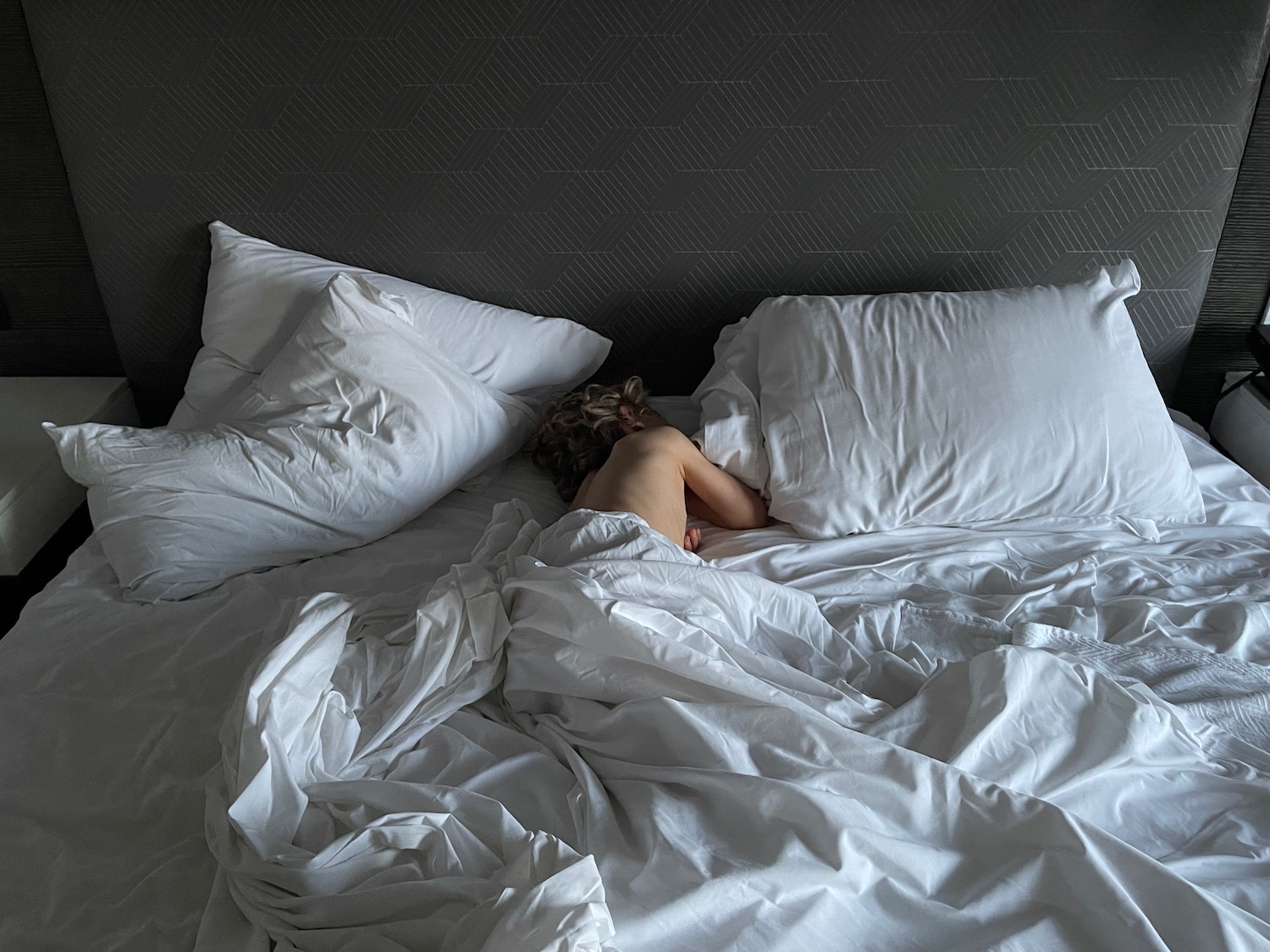 a person sleeping in a bed