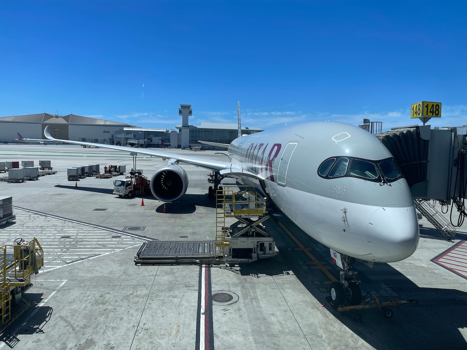 an airplane parked at an airport